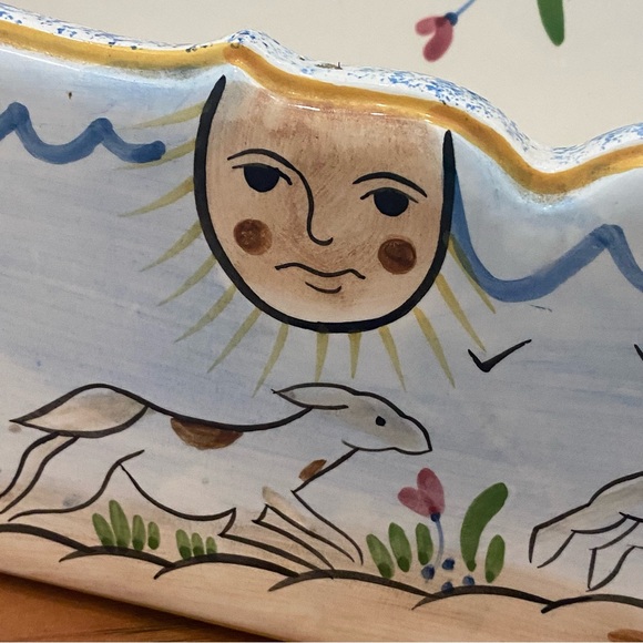 HandPainted Deers Playing Under The Sun Ceramic Office Table Desk Letter Holder - Picture 15 of 15